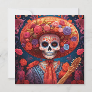 Dia de los Muertos (Day of the Dead) Orange Floral Invitation