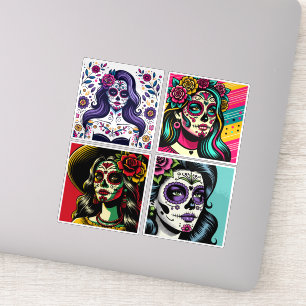 Día de los Muertos Day of the Dead Pop Art Sticker