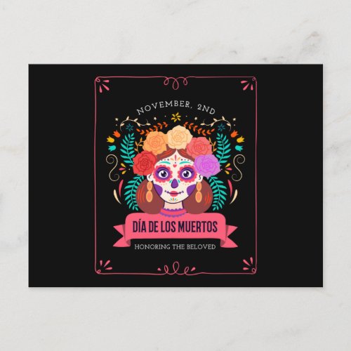 Dia de los muertos day of the dead postcard