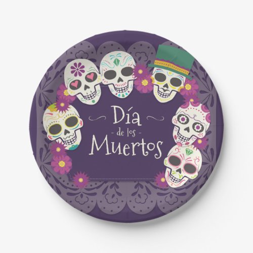 Dia de los Muertos Day of the Dead skull masks Paper Plates