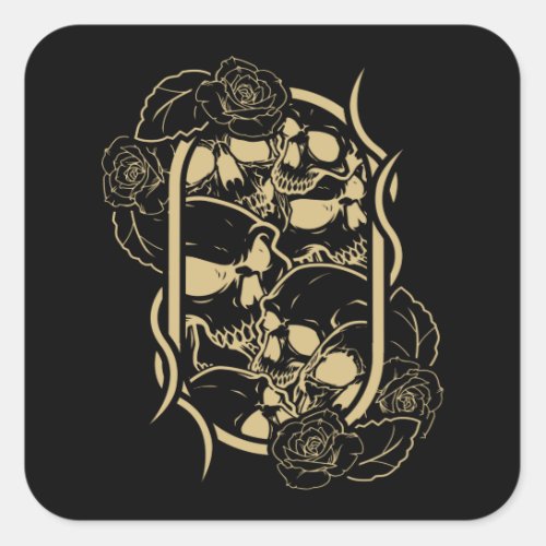 Dia De Los Muertos Day Of The Dead Skull Square Sticker