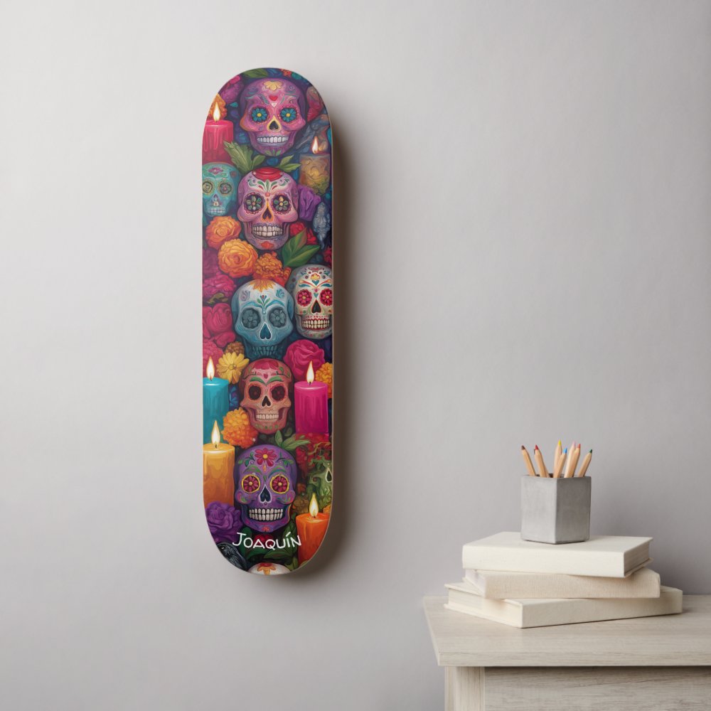 Dia de los Muertos (Day of the Dead) skulls Skateboard