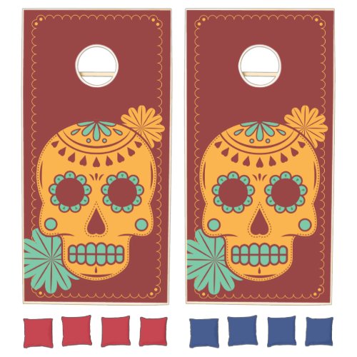 Dia De Los Muertos Day of the Dead Sugar Skull Cornhole Set