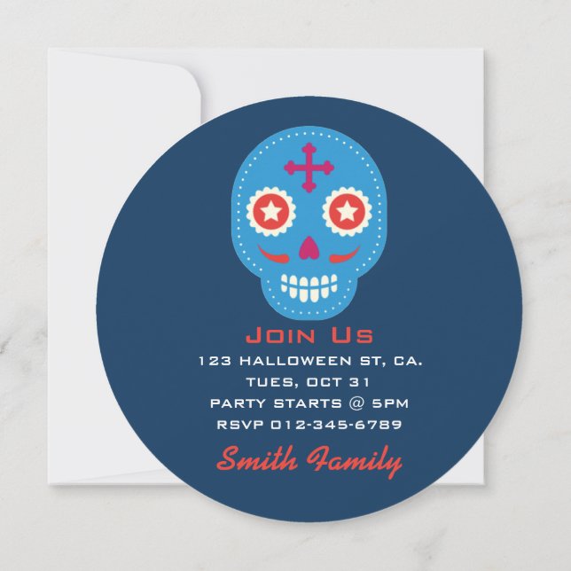 Dia De Los Muertos. Day of the Dead. Sugar Skulls. Invitation (Back)