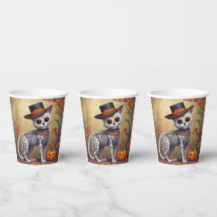 Día de Los Muertos el gato Paper Cups
