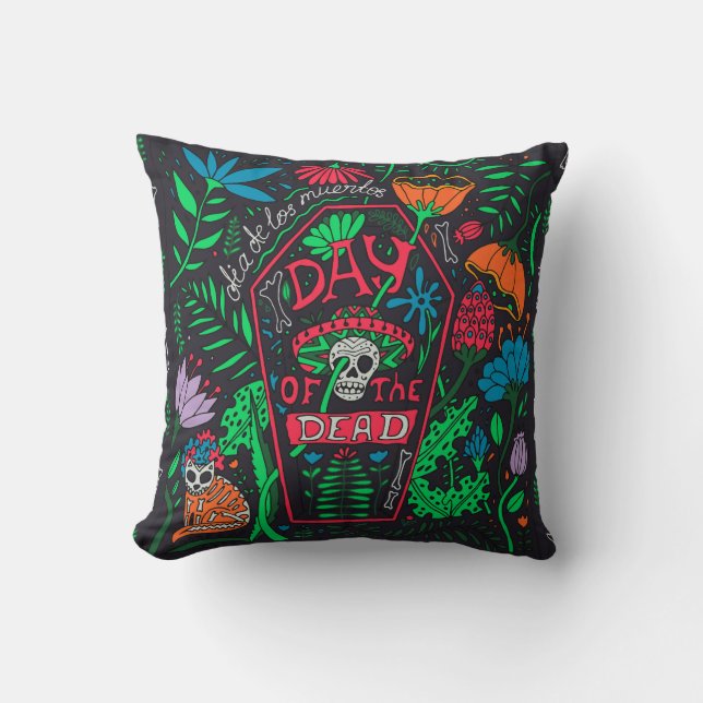 Dia de los Muertos: Festive Card Set Throw Pillow (Front)
