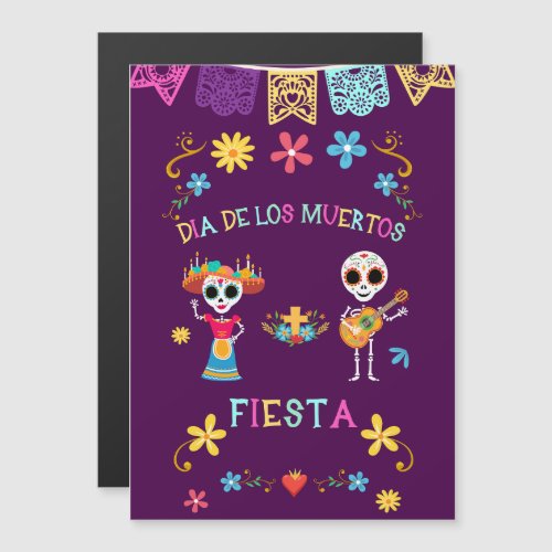 Dia de los Muertos Fiesta_ Colorful Celebrations Magnetic Invitation