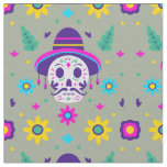 dia de los muertos floral skull fabric