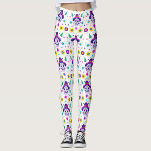 dia de los muertos floral skull leggings