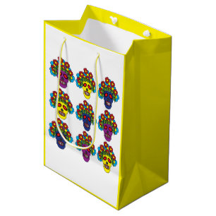 Dia De Los Muertos Floral Skull  Medium Gift Bag