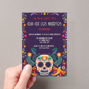 Dia De Los Muertos Floral Sugar Skull Art Acrylic Rsvp Card