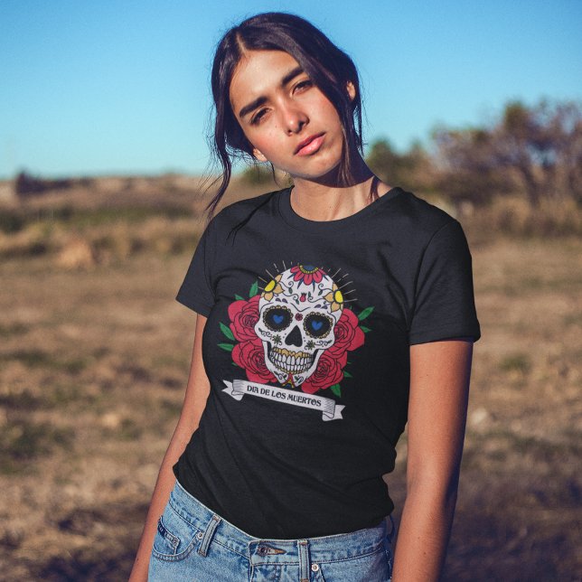 Dia de Los Muertos Floral Sugar Skull T-Shirt (Creator Uploaded)
