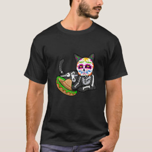 Dia De Los Muertos for Men Cute Flower Cat Sugar T-Shirt