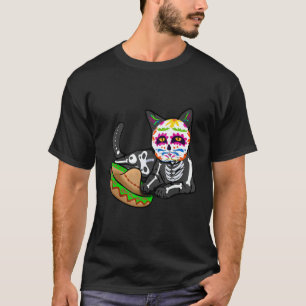 Dia De Los Muertos for Men Cute Flower Cat Sugar T-Shirt