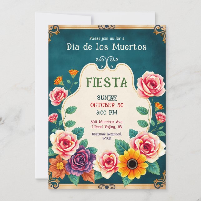 💀🎉Dia de los Muertos Gilded & Gone: Invitation (Front)