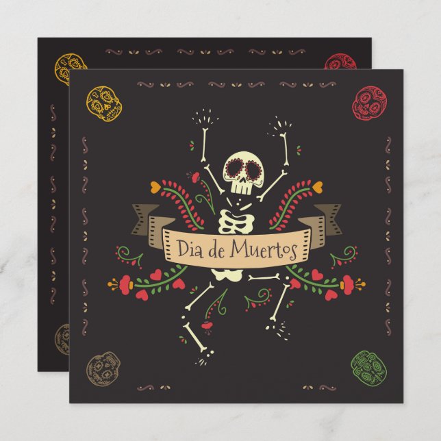 Dia de los Muertos Halloween Party Invitation (Front/Back)