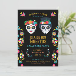 Dia de los Muertos Halloween Party Invitation | Zazzle