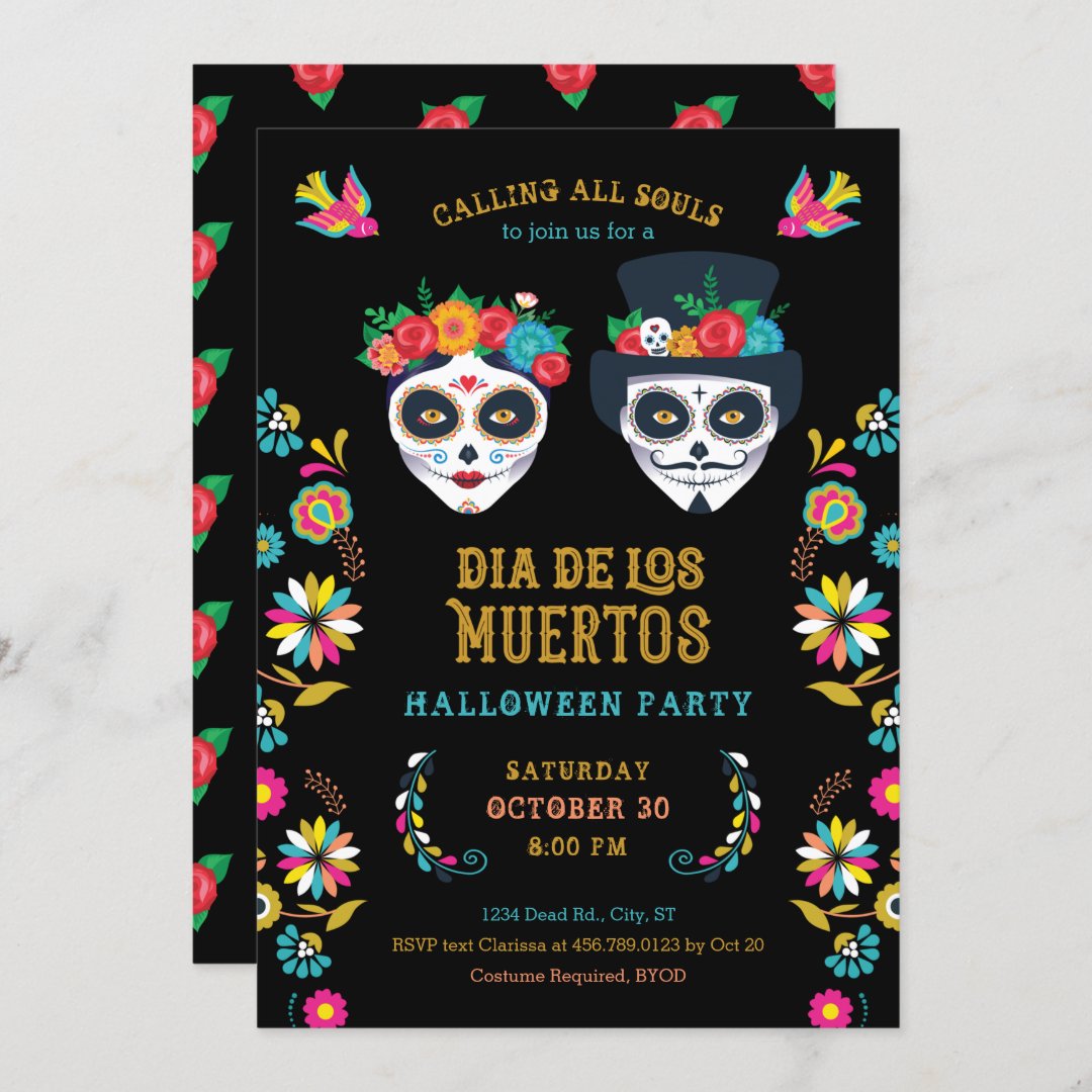 Dia de los Muertos Halloween Party Invitation | Zazzle