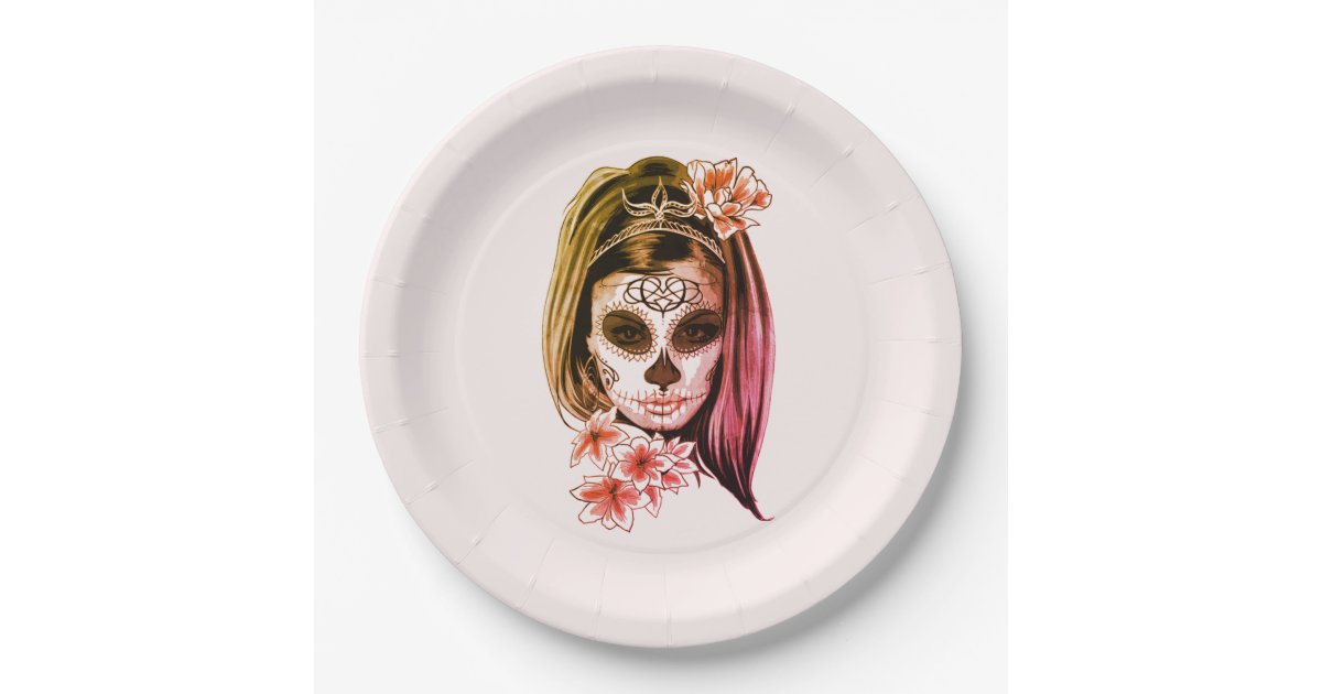 Dia De Los Muertos & Halloween Party Paper Plates | Zazzle