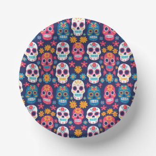 Dia de Los Muertos Halloween Pattern Paper Bowls