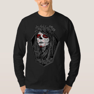 Dia de los Muertos Halloween Roses Mexican Sugar S T-Shirt