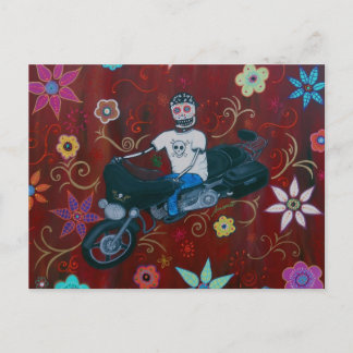 Dia de los Muertos Harley Biker Postcard