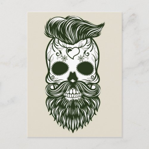 Dia De Los Muertos Hipster Skull Postcard