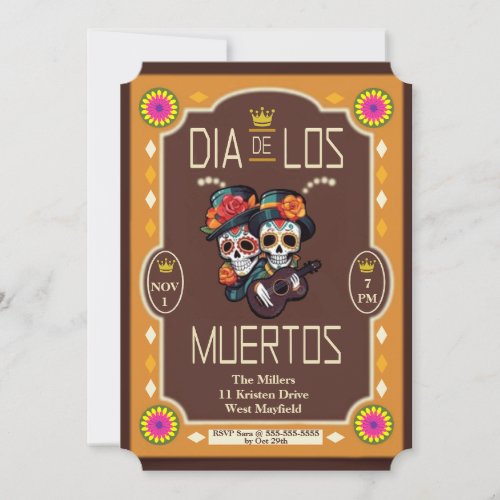 Dia de los Muertos Holiday Party Invitation