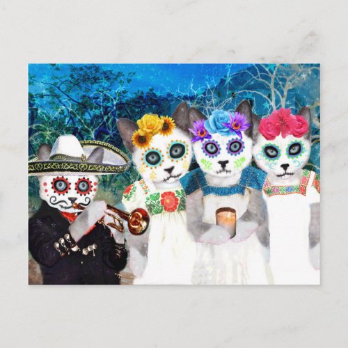 Dia De Los Muertos Kittens Postcard