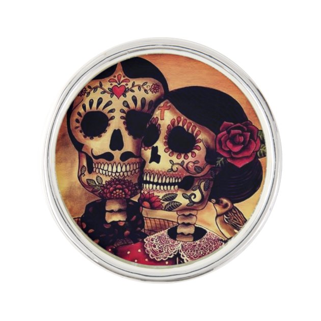 Day of the Dead Dia de los Muertos Hispanic Death Skull Jacket Hat Lapel Pin 