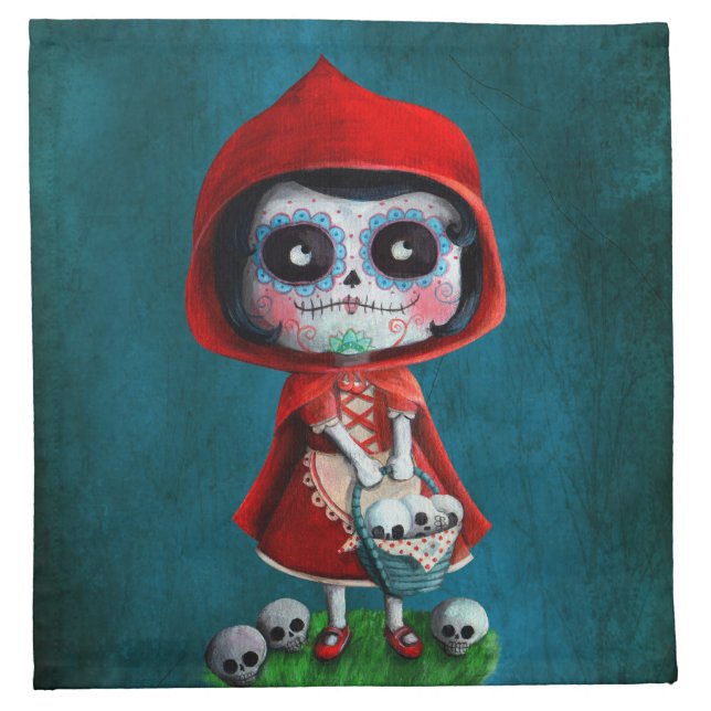 Dia de los Muertos Little Red Riding Hood Cloth Napkin (Front)