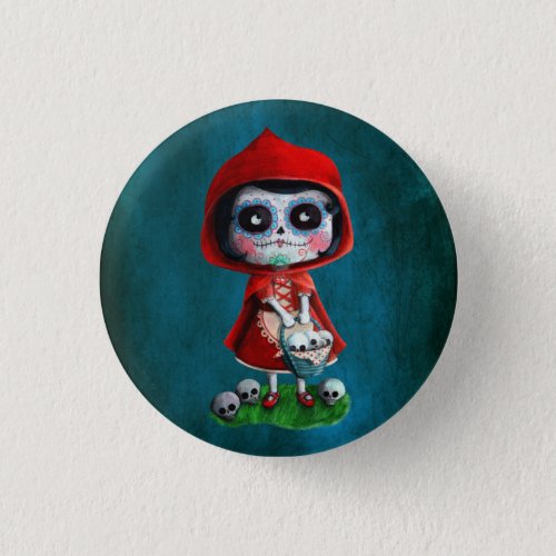 Dia de los Muertos Little Red Riding Hood Pinback Button