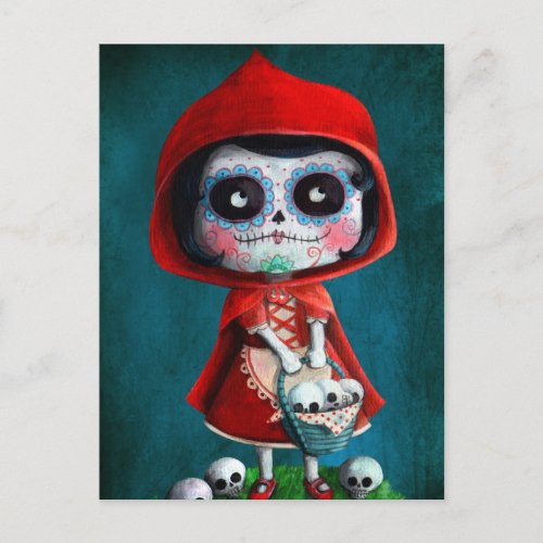 Dia de los Muertos Little Red Riding Hood Postcard