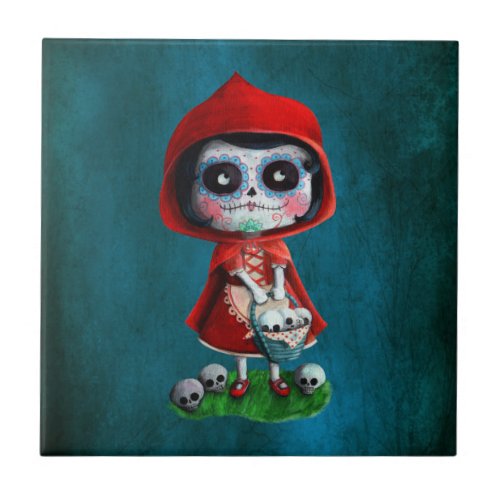 Dia de los Muertos Little Red Riding Hood Tile