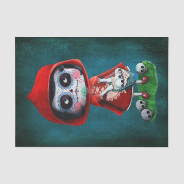Dia de los Muertos Little Red Riding Hood Tissue Paper (Front)