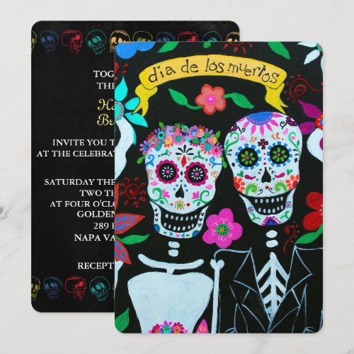 DIA DE LOS MUERTOS LOVE COUPLE WEDDING INVITATION