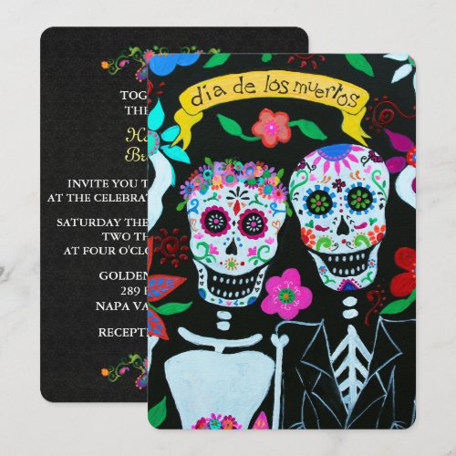 DIA DE LOS MUERTOS LOVE COUPLE WEDDING INVITATION