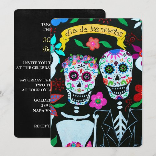 DIA DE LOS MUERTOS LOVE COUPLE WEDDING INVITATION