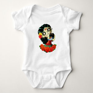 Dia de Los Muertos Lovely Mexican Catrina Girl Baby Bodysuit