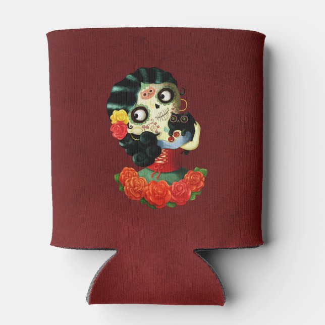 Dia de Los Muertos Lovely Mexican Catrina Girl Can Cooler (Back)
