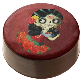 Dia De Los Muertos Lovely Mexican Catrina Girl Chocolate Dipped Oreo by colonelle at Zazzle