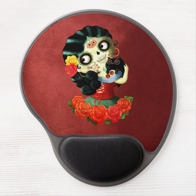 Dia de Los Muertos Lovely Mexican Catrina Girl Gel Mouse Pad (Front)