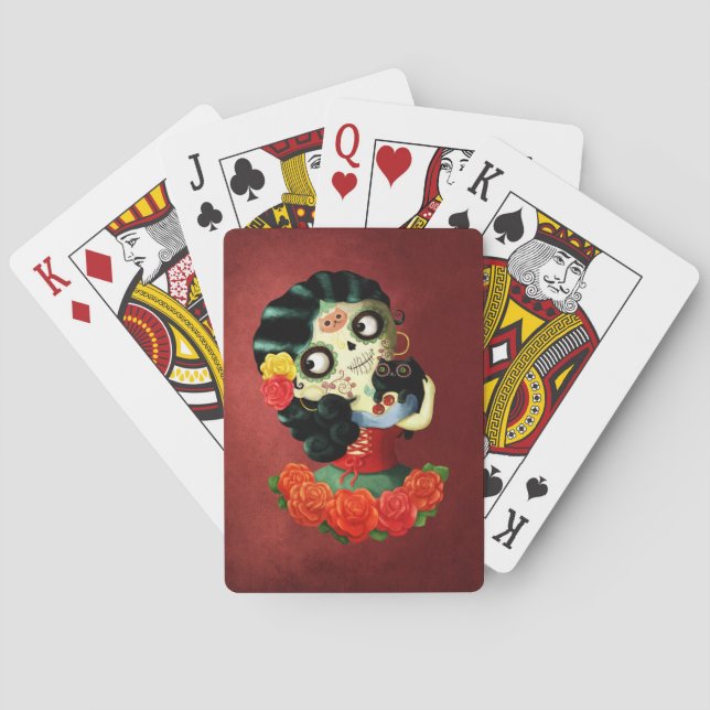 Dia de Los Muertos Lovely Mexican Catrina Girl Poker Cards (Back)