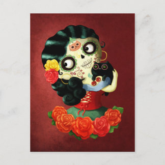 Dia de Los Muertos Lovely Mexican Catrina Girl Postcard