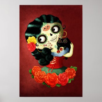 Dia De Los Muertos Lovely Mexican Catrina Girl Poster by colonelle at Zazzle