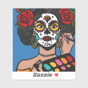 Dia de los Muertos Make Up Hand Drawn Sticker