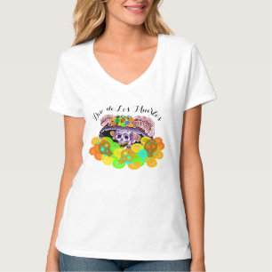 Dia De Los Muertos Marigold Catrina Skulls T-Shirt