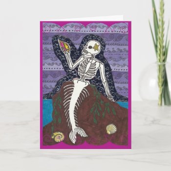Dia De Los Muertos Mermaid Card by busycrowstudio at Zazzle