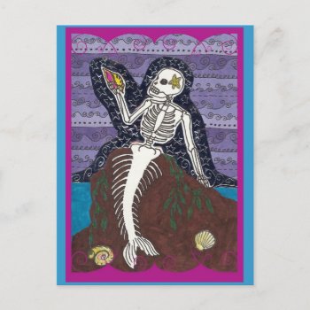 Dia De Los Muertos Mermaid Postcard by busycrowstudio at Zazzle