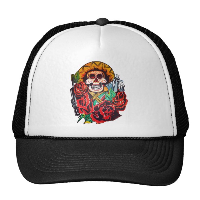 dia de los muertos mesh hats